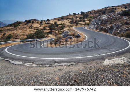 Greece, the road in the mountains
