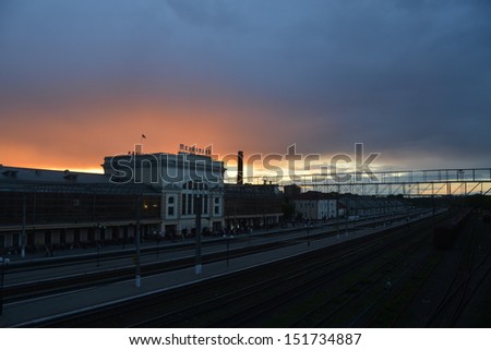 sunset at the train station