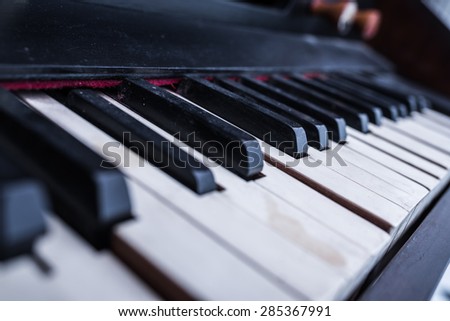 Selective focus point Piano keys