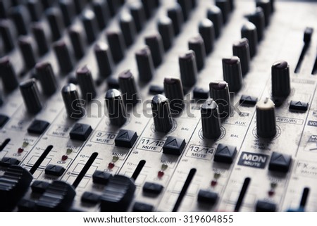 Digital music studio mixer for recording or radio / tv broadcast.
