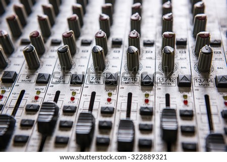Digital music studio mixer for recording or radio / tv broadcast background