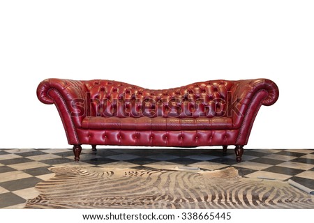 The red sofa, isolated on white background