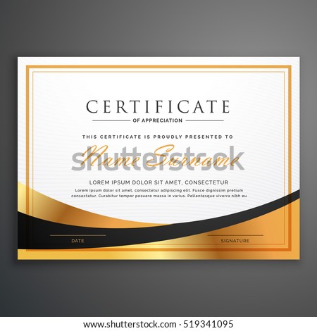 certificate template deisgn with golden wave