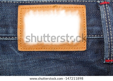 Blue jeans label with white field to be filled with text