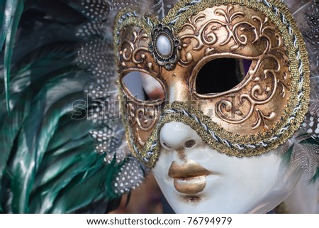 venice mask with green and gold