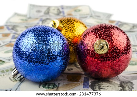 New Year\'s toys on the dollar bill