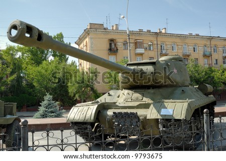 Heavy Russian tank IS-2 of times of the second world war. The basic opponent of German tigers.