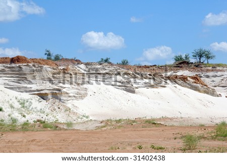 Industrial working out of white forming sand in an open-cast mine