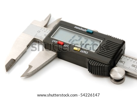 Electronic digital caliper isolated on white background. The precision tool.