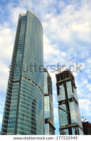 Construction Of Skyscrapers From Glass, A Steel And Concrete Of A Complex Of The International Business Centre