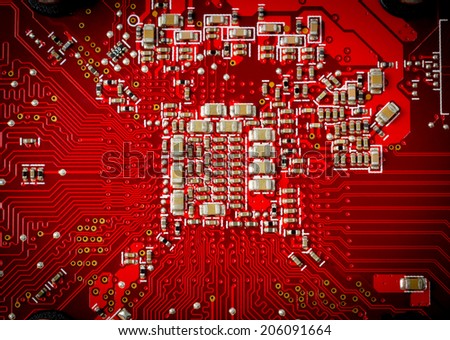 Electronic components on the circuit board computer