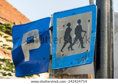 Walk and Parking sign