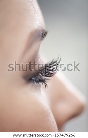young woman with beautiful eyelashes