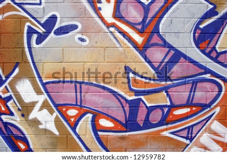 Rich graffiti background on Brick wall