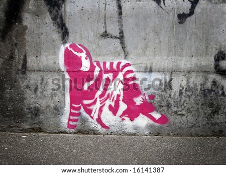 pink girl stencil art