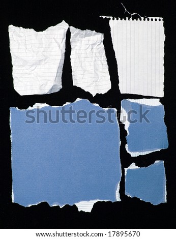 blue and white torn paper - clippable set