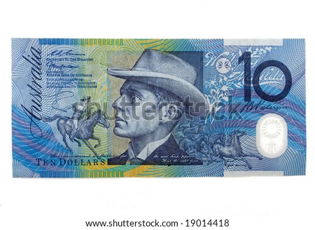 A ten dollar Australian banknotes