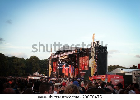 LONDON - July 7: The live 8 Charity Concert in Hyde park in support of the make poverty history campaign  July 7, 2005 in London, England.