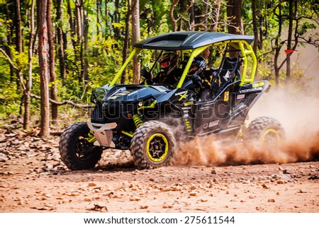 CHIANG MAI, THAILAND - MAY 03: Undefined Driver on Side-by-Side Vehicles (UTV) on the tracks, May 03, 2015 in Chiang mai, Thailand.