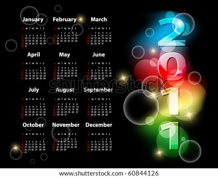 calendar 2011 template. vector template with 2011
