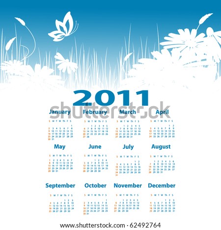 Year Calendar Templates on Vector Template With 2011 Year Calendar   62492764   Shutterstock