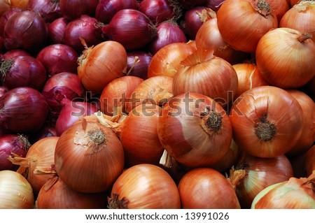 Two kinds of beautiful onions in the market