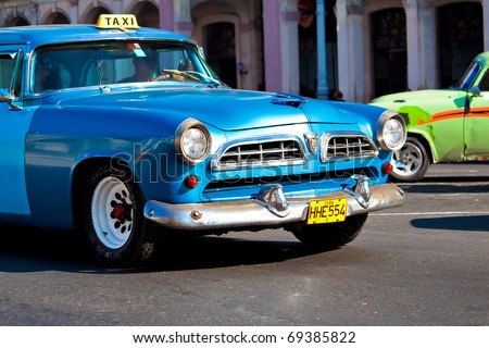 HAVANA-JANUARY 11:Classic cars January 11,2011 in Havana.Cubans keep thousands of them running despite the fact that parts have not been produced for decades and they\'ve become an icon of the country