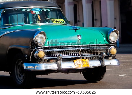 HAVANA-JANUARY 11:Classic car January 11,2011 in Havana.Cubans keep thousands of them running despite the fact that parts have not been produced for decades and they\'ve become an icon of the country
