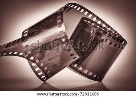 Photographic film on a dramatic dark  background