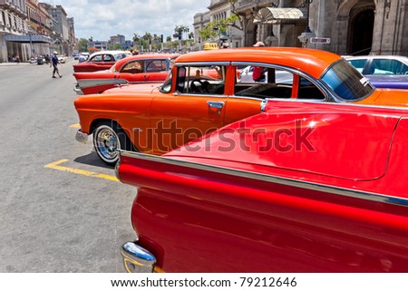HAVANA-JUNE 4:Chevrolet and other classic cars June 4,2011 in Havana.Cubans keep thousands of old classic cars running despite the lack of parts and they\'ve become an iconic image of the country