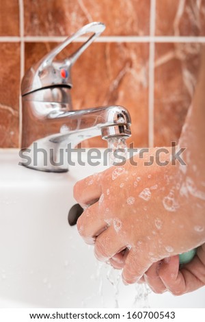 Washing hands with soap.Cleaning Hands.Hygiene