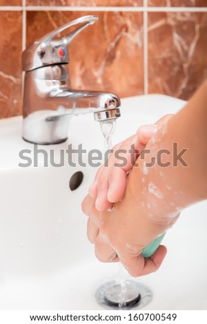 Washing hands with soap.Cleaning Hands.Hygiene
