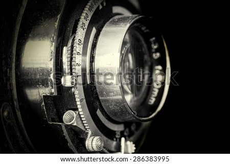 Vintage camera lens close-up