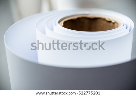 white paper roll in print shop