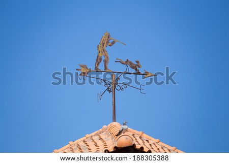 weathervane on a roof top showing wind direction