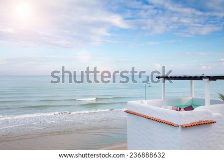 Upper Floor Terrace Over Sea View With Blue Sky and Sun Light