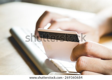 Filtered Process : Hand With Blank Credit Card (Selective Focus)