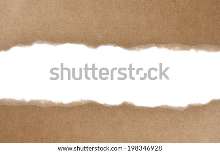Torn Cardboard Paper, Text Area, Isolated