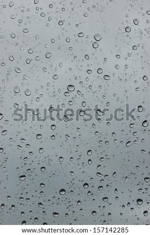 water drops on the glass of the window on a rainy day