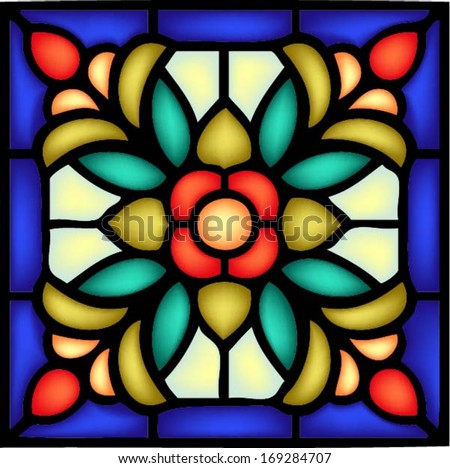 Gothic ornament, traditional church decor, seamless pattern,vector illustration in stained glass window style