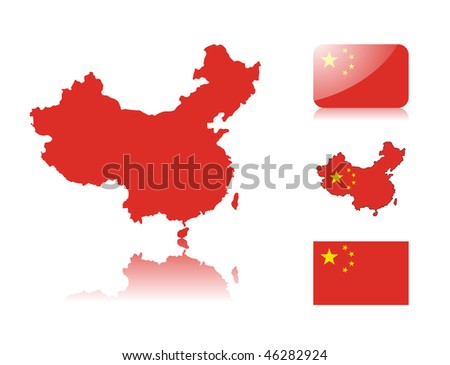 flag of china picture. map in flag colors,