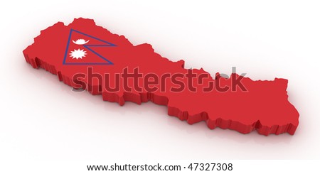  مملكة نيبال Stock-photo-three-dimensional-map-of-nepal-in-nepal-flag-colors-47327308