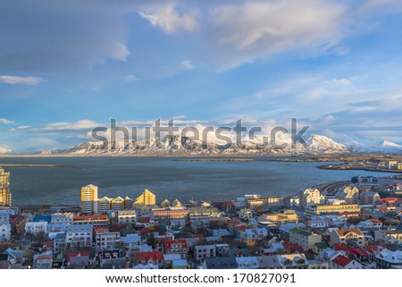 Downtown Reykjavik, Iceland, view from top of Hallgrimskirkja cathedral