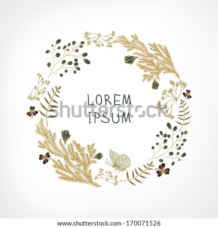 Hand Drawn Floral Wreath Stock Vector Illustration 170071526 : Shutterstock