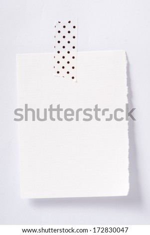 Empty note on the wall. isolated, white background