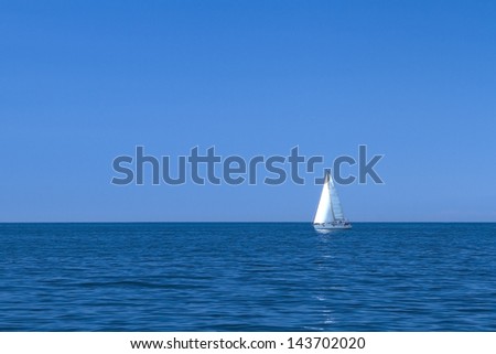 Sailboat on the Mediterranean Sea, with good conditions