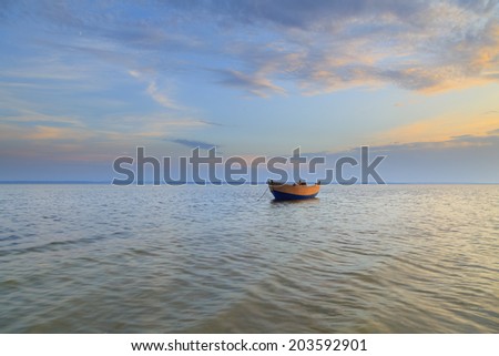 Lonely boat moored in the Bay of Puck - Poland