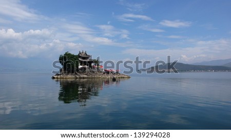 A heaven of peace A temple founded in a small island in Erhai lake, China