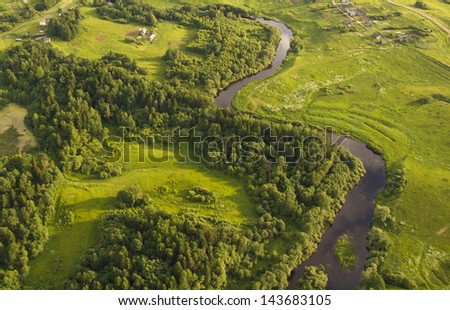 air scape from balloon, view of countryside