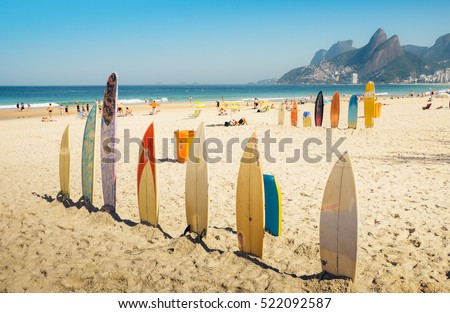 Surfboards at Ipanema beach, Rio de Janeiro, Brazil